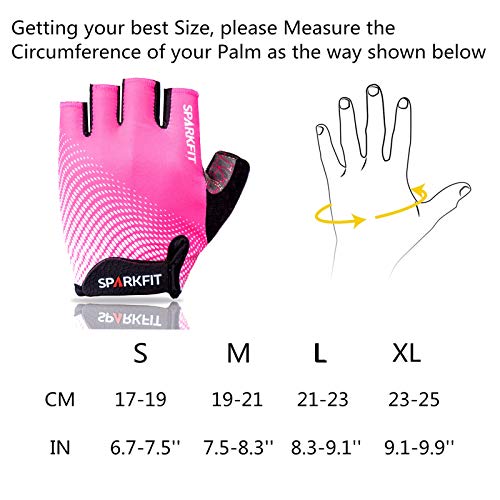 SPARKFIT Guantes de Ciclismo Cortos para Bicicletas de Carretera y Montaña, Guantes para Bicis MTB con Palma Antideslizante Amortiguadora, Lycra Ligera Que Absorbe la Humedad, Compresión Ajustada