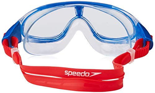 Speedo 801213C811 Gafas de Natación, Unisex niños, Rojo (Lava) / Azul (Hermoso) / Transparente, Única