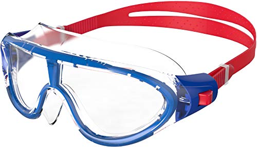 Speedo 801213C811 Gafas de Natación, Unisex niños, Rojo (Lava) / Azul (Hermoso) / Transparente, Única