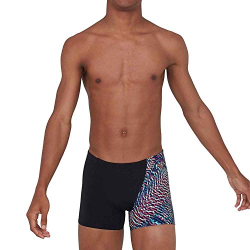 Speedo Allover Digital V-Cut Aquashort Bañador De Competición, Hombre, Black/Green Glow/Electric Pink, 28