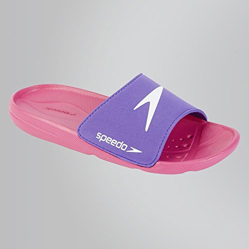 Speedo Atami Core Slide JF Zapatos de Playa y Piscina, Unisex niño, Rosa (Electric Pink/Deep Lilac 000), 28 EU