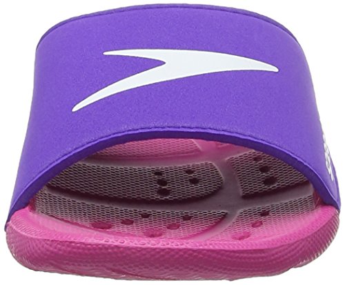 Speedo Atami Core Slide JF Zapatos de Playa y Piscina, Unisex niño, Rosa (Electric Pink/Deep Lilac 000), 28 EU