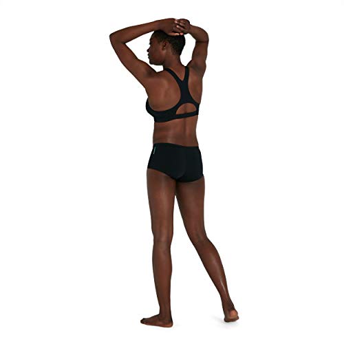 Speedo - Bañador para Mujer con Logotipo de Boom, Mujer, Conjunto de Bikini, 812322, Negro/Light Adriatic, Extra-Large