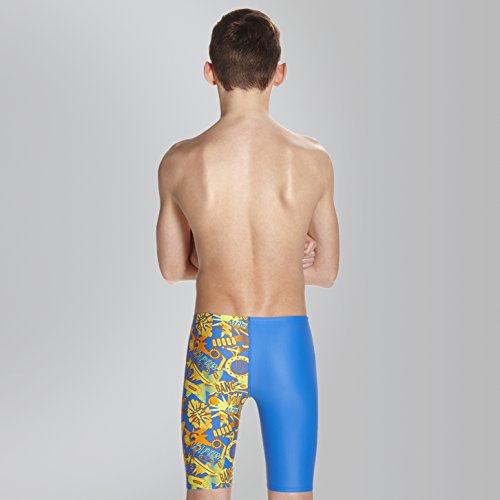 Speedo - Bañador para niño con Panel de Corte en V, Ignition Flareallover V Cut Panel Jammer, Niños, Color Azul y Naranja, tamaño 26