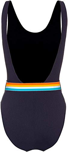 Speedo Belted Deep U-Back 1 Piece Bañador, Mujer, True Navy/Orange Fizz/Mango/Sky Blue/Blue Bay, 36