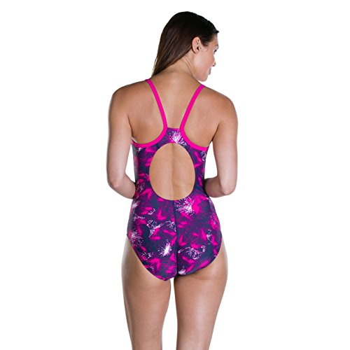 Speedo Blast Light Allower Thin Strap Muscle Back Bañador para Mujer, Mujer, Traje de baño de una Pieza, 810823C521, Azul Marino 34/Rosa eléctrico/Blanco, 30