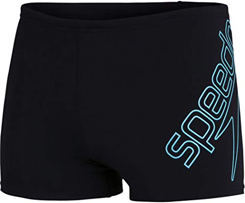 Speedo Boom Logo Placement Aqua Short - Pantalón Corto para Hombre, Hombre, Swim Briefs, 812417F888, Negro/Light Adriatic, Large