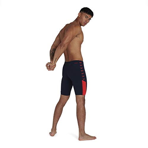 Speedo Boom Logo Splice Jammers, Hombre, Azul (True Navy/Dragonfire Orange), S