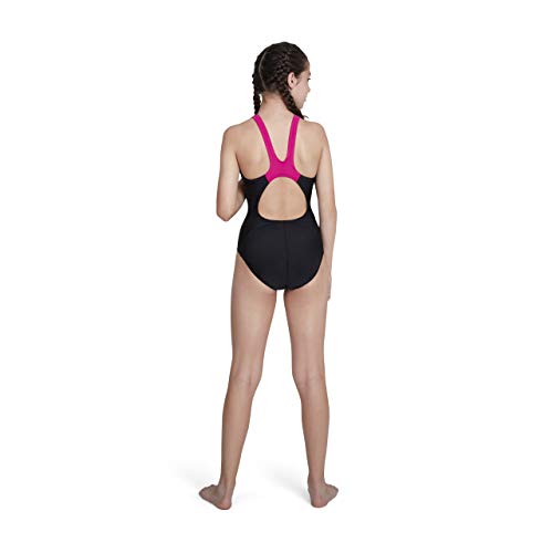 Speedo Boom Splice Muscleback, Bañador para Niña, Negro (Black/Electric Pink), 26