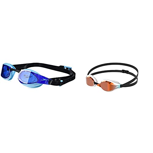 Speedo Elite Gog Au Black/Blue Gafas De Natación, Adult Unisex, Negra, Talla Única + Fastskin Speedsocket 2 Gafas De Natación, Unisex Adulto, Blanco/Mirror, Talla Única