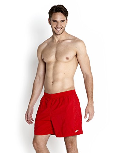 Speedo Essential 16" Shorts de Baño, Hombre, Rojo, M