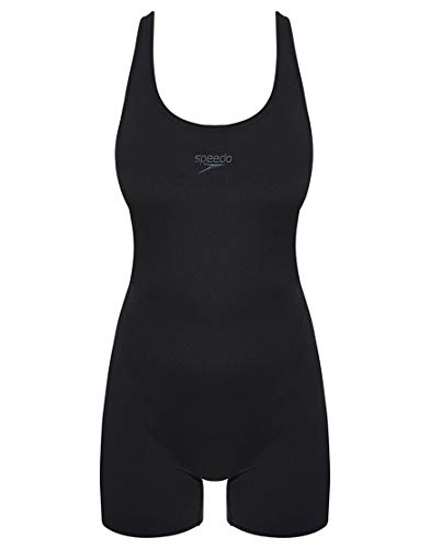 Speedo Essential Endurance + Legsuit Bañadores de Mujer para Natación, Negro/Gris, 46