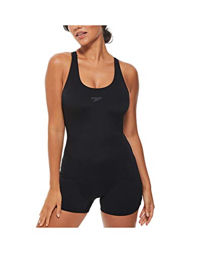 Speedo Essential Endurance + Legsuit Bañadores de Mujer para Natación, Negro/Gris, 46