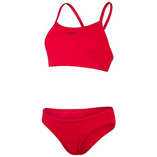 Speedo Essential Endurance+ Thinstrap 2 Piece Bikini, Mujer, Fed Red, 34 (UK 12)