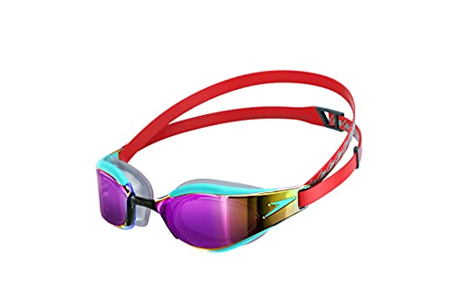 Speedo Fastskin Hyper Elite de Espejo Gafas de natación, Unisex-Adult, Fed Red/Tile Blue/Violet Gold, Einheitsgröße