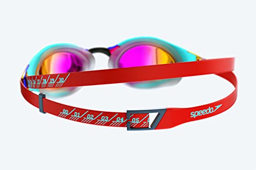 Speedo Fastskin Hyper Elite de Espejo Gafas de natación, Unisex-Adult, Fed Red/Tile Blue/Violet Gold, Einheitsgröße
