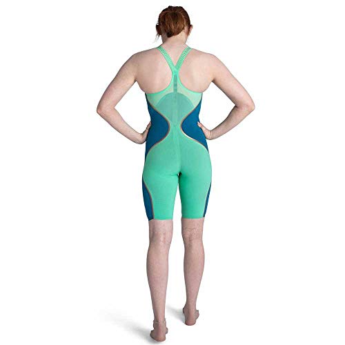 Speedo Fastskin LZR Pure Intent Closedback Kneeskin Traje de baño, Mujer, Green Glow/Nordic Teal/Rose Gold/White, 24