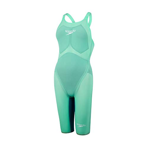 Speedo Fastskin LZR Pure Valor Openback Kneeskin Traje de baño, Mujer, Green Glow/Nordic Teal/White, 26