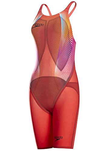 Speedo Fastskin LZR Racer Elite 2 Closedback Kneeskin Bañador de Competición Largo, Rojo (Lava Red/Black/Electric Pink), 18