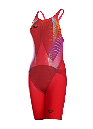 Speedo Fastskin LZR Racer Elite 2 Closedback Kneeskin Bañador de Competición Largo, Rojo (Lava Red/Black/Electric Pink), 20