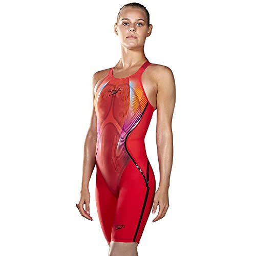 Speedo Fastskin LZR Racer X Closedback Kneeskin Bañador de Competición Largo, Rojo (Lava Red/Black/Electric Pink), 25