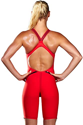 Speedo Fastskin LZR Racer X Closedback Kneeskin Bañador de Competición Largo, Rojo (Lava Red/Black/Electric Pink), 25