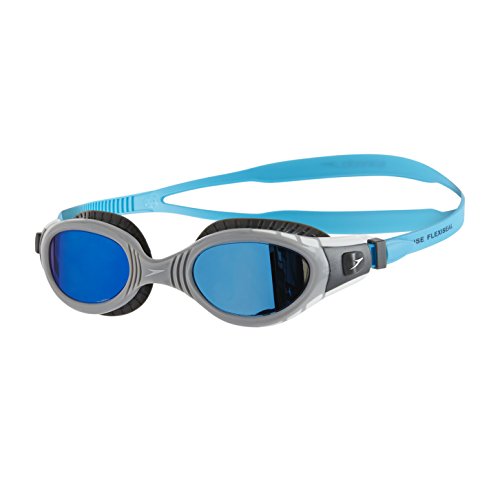 Speedo Futura Biofuse Flexiseal Mirror Gafas de Natación, Unisex Adulto, carbón USA/Gris/Azul Espejo, Talla Única