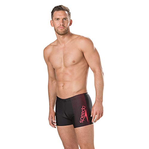 Speedo Gala Logo Bañador, Adult Male, Negra/Lava Rojo, 34 (ES 85 CM)