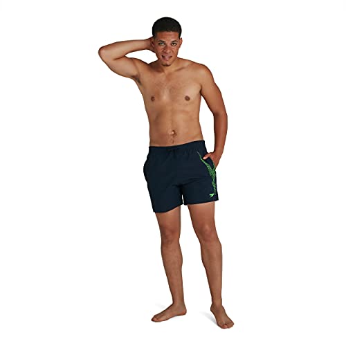 Speedo Hombre Boom Logo 16" Bañador para Hombre, Navy/Zest Green, XX-Large