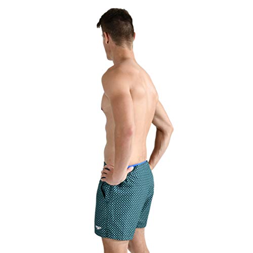 Speedo Hombre Vintage Leisure 14" Bañador para Hombre, Black/Nordic Teal, Medium