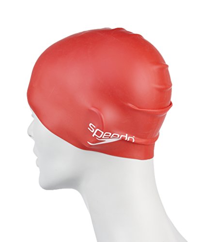 Speedo Junior Plain - Gorro de natación infantil, tamaño 41 - 42, color rojo