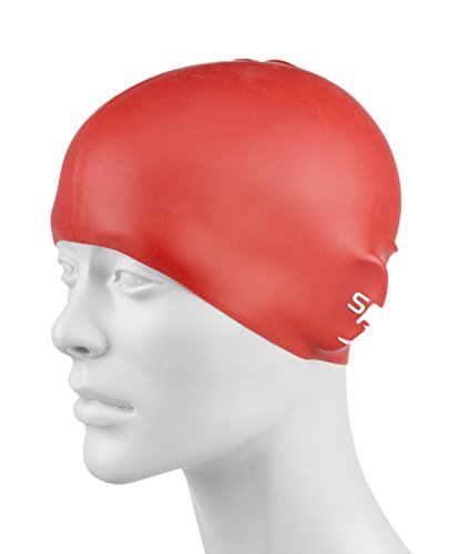 Speedo Junior Plain - Gorro de natación infantil, tamaño 41 - 42, color rojo