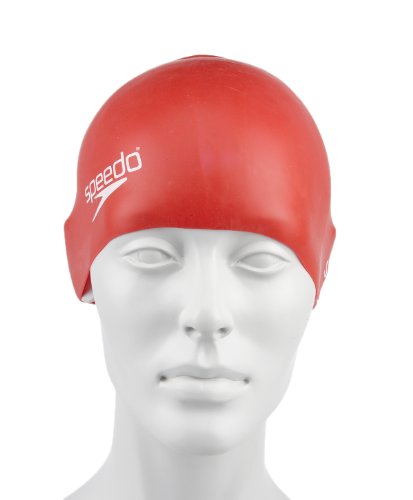 Speedo Junior Plain - Gorro de natación infantil, tamaño 41 - 42, color rojo