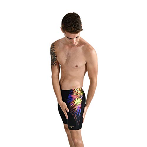 Speedo Placement Digital V-Cut Jammer Am Bañador, Hombre, Black/Fluo Yellow/Scarlet/Violet, 40