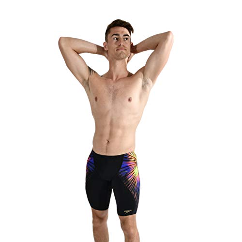 Speedo Placement Digital V-Cut Jammer Am Bañador, Hombre, Black/Fluo Yellow/Scarlet/Violet, 40