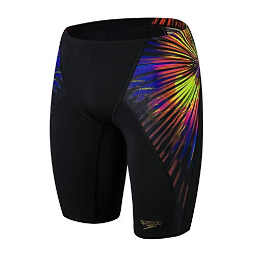 Speedo Placement Digital V-Cut Jammer Am Bañador, Hombre, Black/Fluo Yellow/Scarlet/Violet, 40