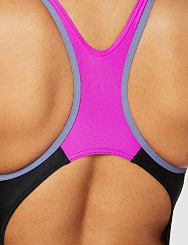 Speedo Placement Laneback Bañador, Mujer, Negro (Black/Violet), 32