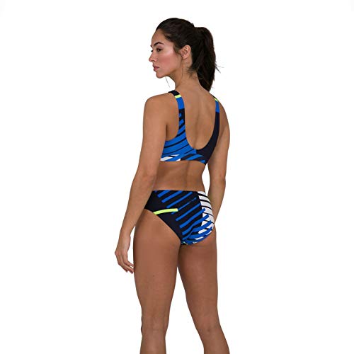 Speedo Placement U-Back 2 Piece AF Bikini, Mujer, True Navy/Bondi Blue/Fluo Yellow/White, 34