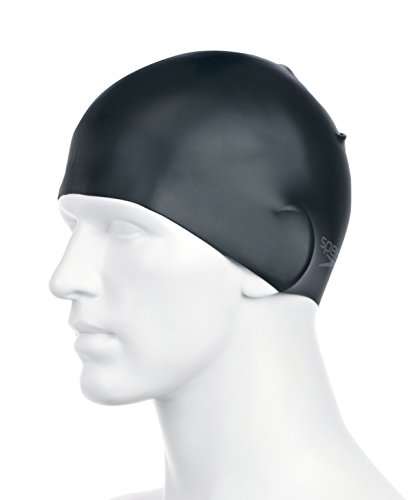 Speedo Plain Moulded - Gorro de natación, tamaño único, color negro