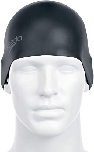 Speedo Plain Moulded - Gorro de natación, tamaño único, color negro