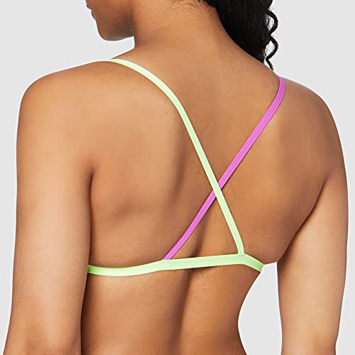 Speedo Psychedelic Dreams Crossback Top AF Parte Inferior Bikini, Mujer, Black/Bright Zest/Neon Orchid/Jewel Pink, 34