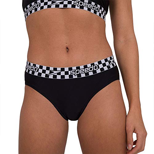 Speedo Solid U-Back 2 Piece AF Bikini, Mujer, Black, 36