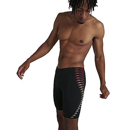 Speedo Tech Panel Jammers, Hombre, Multicolor (Noir/Lazer Lemon/Dragonfire Orange), XXL