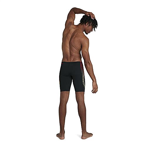 Speedo Tech Panel Jammers, Hombre, Multicolor (Noir/Lazer Lemon/Dragonfire Orange), XXL