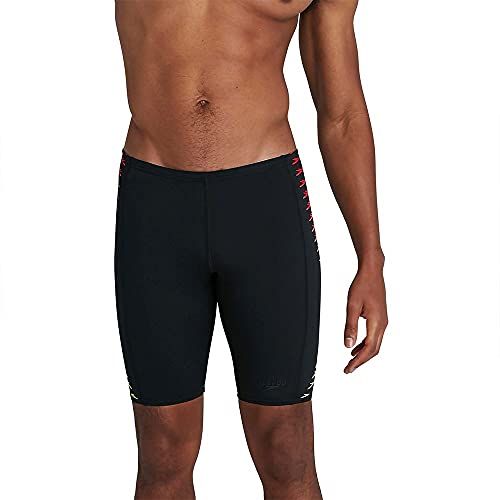 Speedo Tech Panel Jammers, Hombre, Multicolor (Noir/Lazer Lemon/Dragonfire Orange), XXL