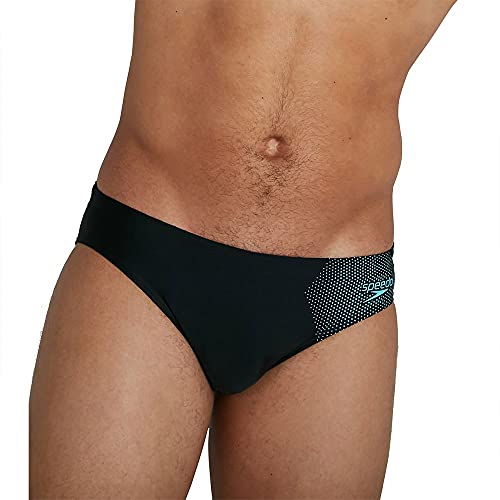 Speedo Tech Placement 7cm Calzoncillos de Natación, Hombre, Negro (Noir/Light Adriatic), L