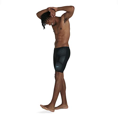 Speedo Tech Placement Jammer - Pantalones para Hombre, Hombre, Swim Briefs, 811355F888, Negro/Light Adriatic, Large