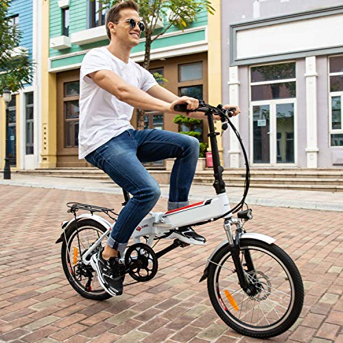 Speedrid Bicicleta eléctrica Plegable Adultos, Bicicleta eléctrica de 20 '' con batería de Iones de Litio de 36V 8Ah, Profesional de 7 velocidades.