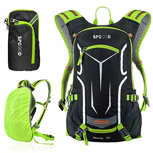 SPGOOD Mochila para bicicleta de 20L/25L/30L (9 colores), impermeable, ultraligera, para hombre y mujer, multifuncional, con protector de lluvia y cubierta para casco, mochila MTB, mochila de montaña