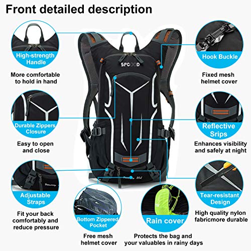 SPGOOD Mochila para bicicleta de 20L/25L/30L (9 colores), impermeable, ultraligera, para hombre y mujer, multifuncional, con protector de lluvia y cubierta para casco, mochila MTB, mochila de montaña